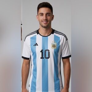 #005 Adidas Argentina Blue and White Soccer Jersey